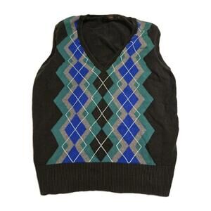 THE LIMITED PREPPY Argyle Sweater Vest Green Blue Black Brown Sz XL Extra Large